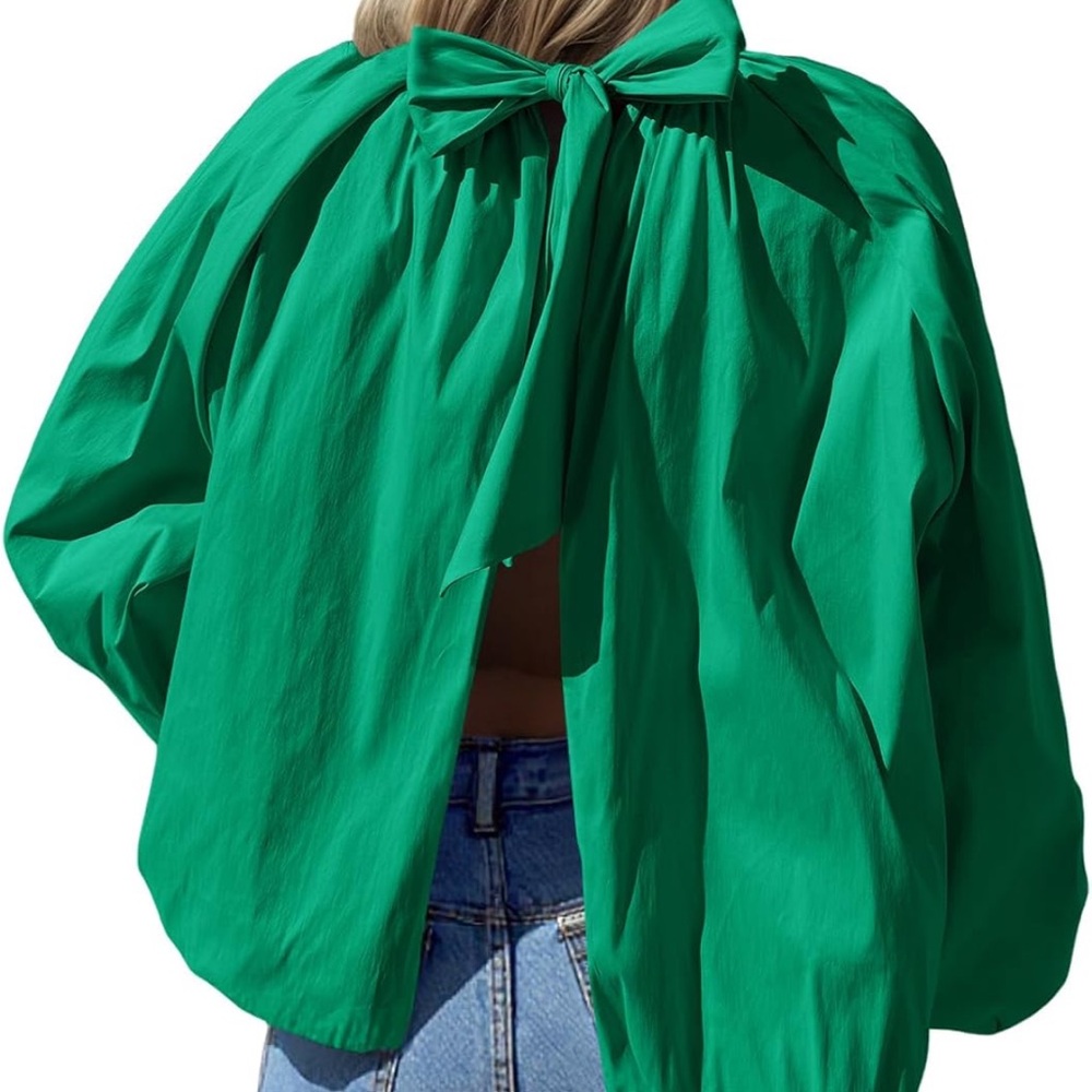 NWT Tankaneo Elegant Emerald Green Bow Back Women's Top Small